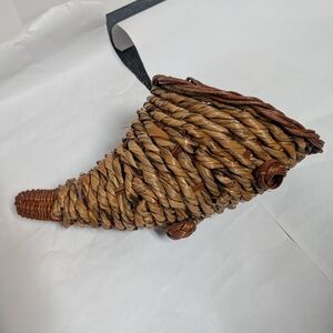 Vintage Woven Cornucopia Basket